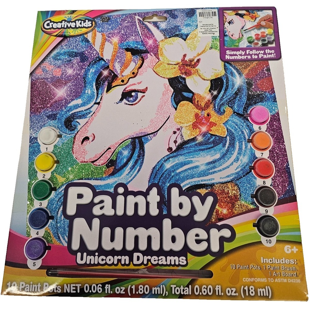 Creative Kids Paint by  Number-Unicorn Dreams includes 10 pots‎ of paint